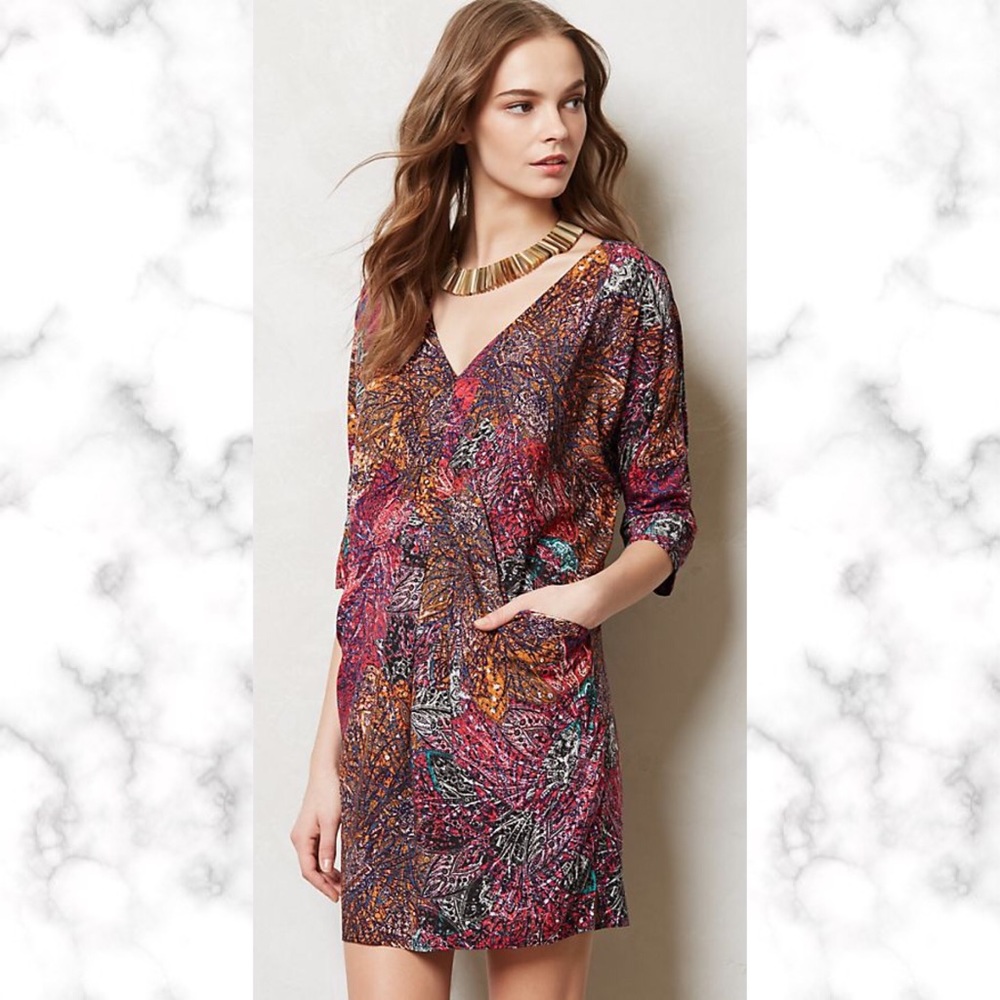 Rainbow Boho V-Neck Shift Dress